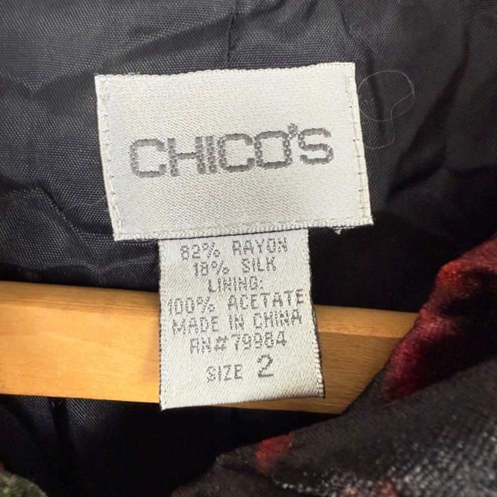 Chico's Velvet Burnout Jacket Top‎ Size 2 (US Large/12) Rayon Silk Dark Romantic - Picture 6 of 7